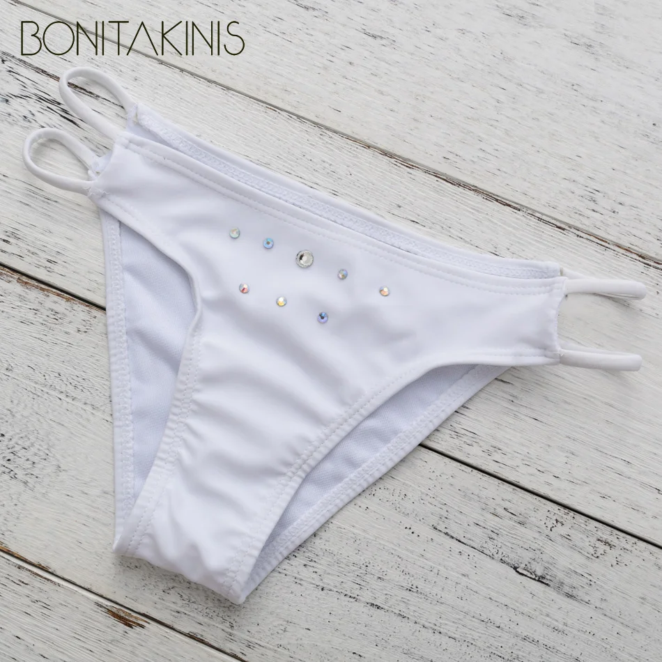 Bonitakinis traje de baño hecho a mano diamante brillo Push Up strass traje de baño cristal Bikini Set sirena mujeres traje de baño trajes de baño