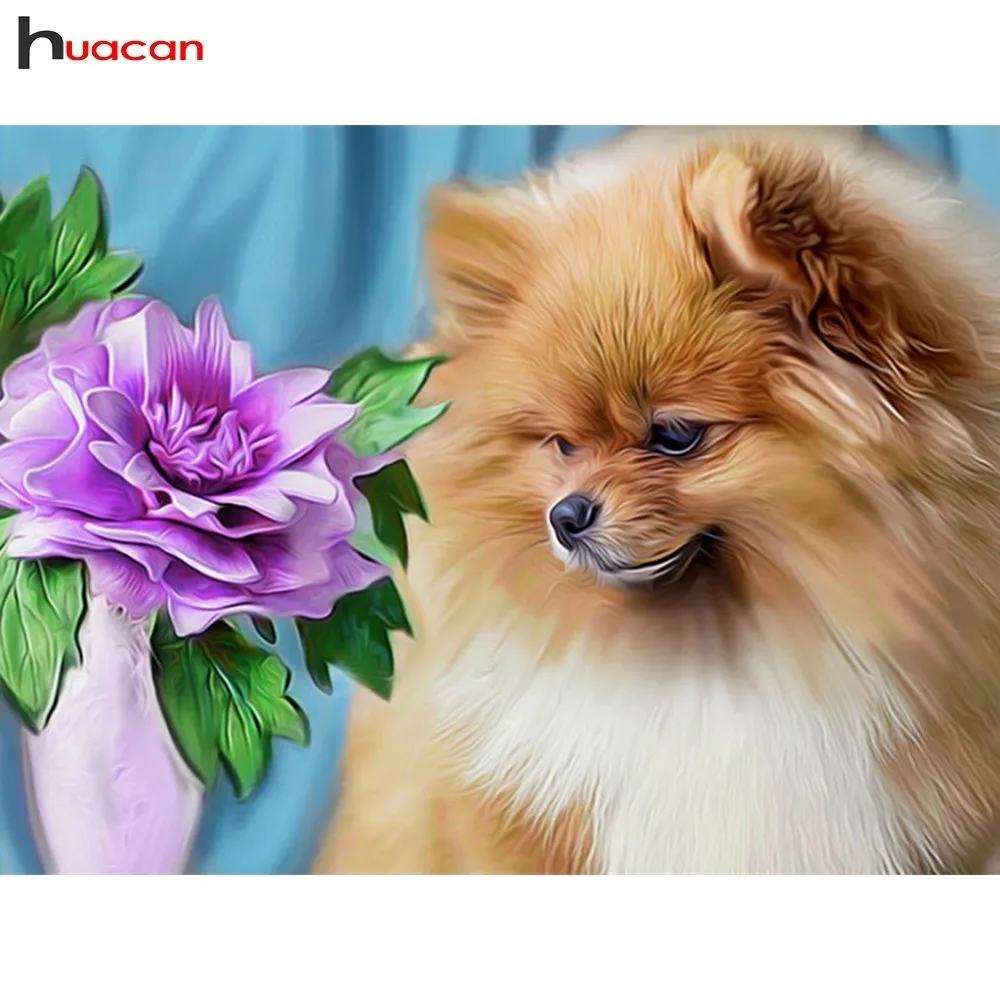 

HUACAN Paint With Diamonds Animals 5D Mosaic Diamond Embroidery Dog DIY Birthday Party Decorations Kids Full Drill Resin
