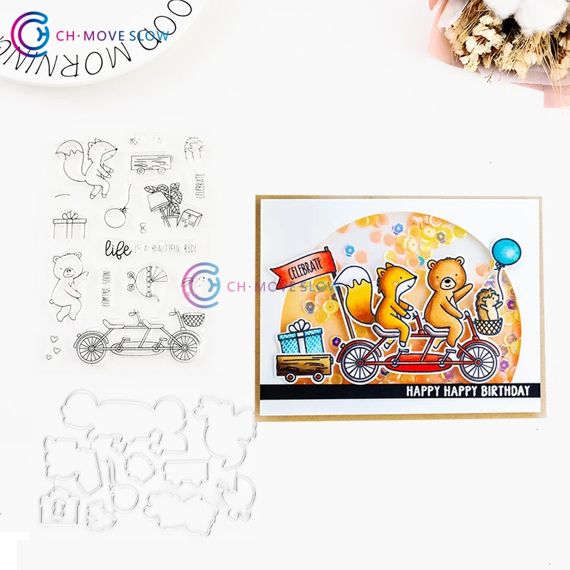 

CH RIDE WITH ME Metal Cutting Dies and stamps DIY Scrapbooking Card Stencil Paper Craft Handmade Album Handbook Decoration