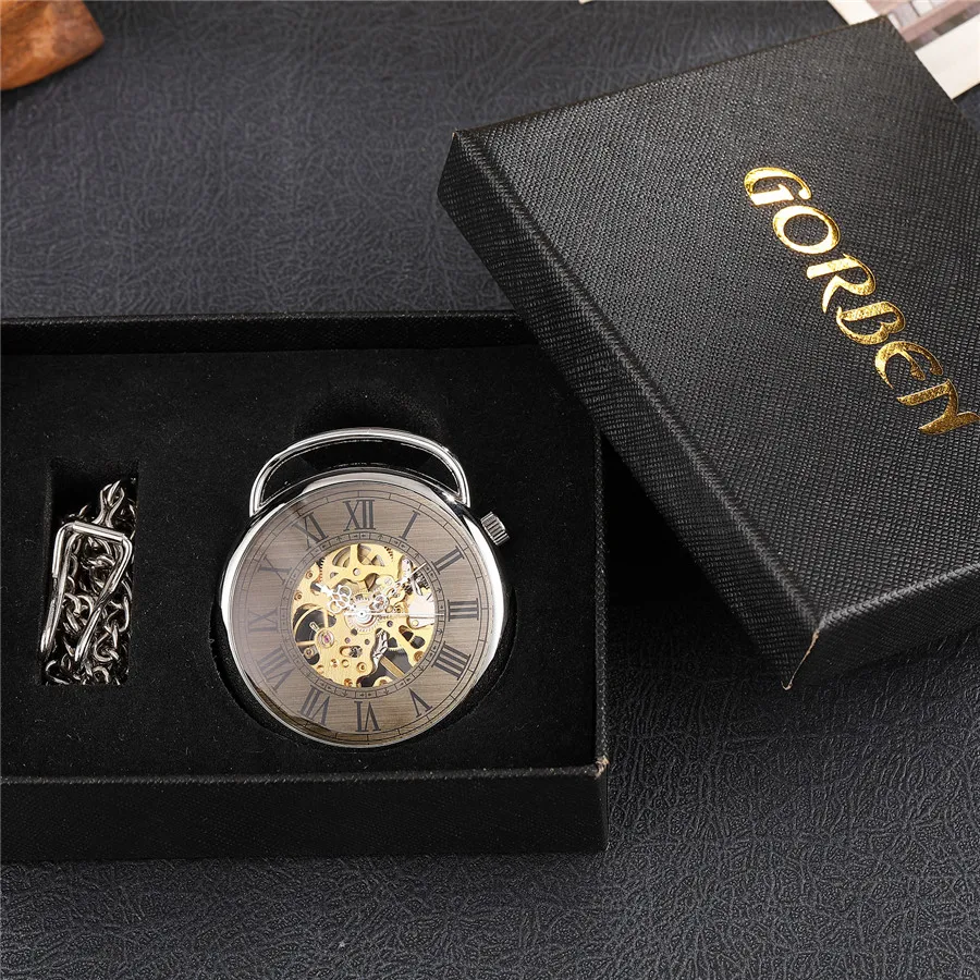 Mecânica Pocket Watch Fob Cadeia Bruxa Presente