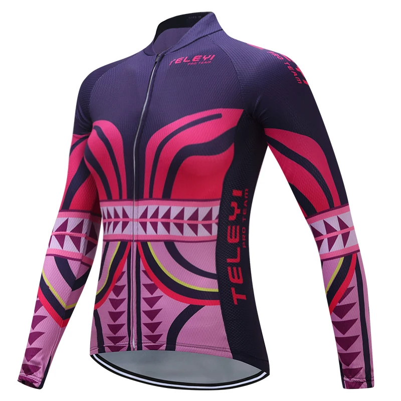 

TELEYI Red Bike Long jersey Women Cycling clothing Sports Team Female MTB Ropa Ciclismo Wear Maillot Long Sleeve Shirts