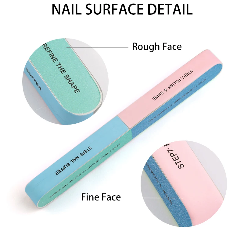 2 шт./компл. ногтей и бафы Профессиональный Файл 7 Сторон шлифования буферный блок пилочка для ногтей, пилочка для ногтей маникюр с полировкой инструмент