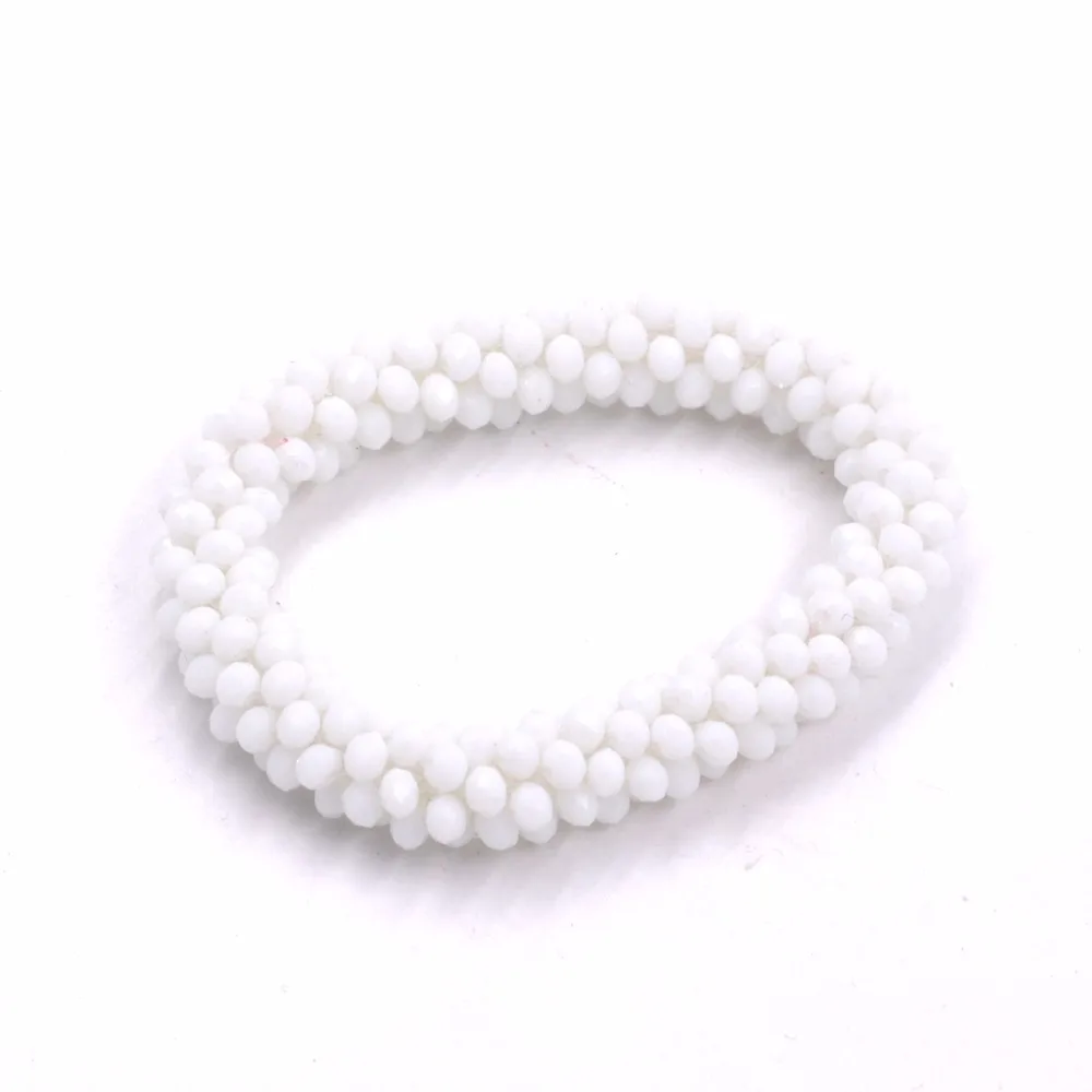 

Vintage woven Ceramic white Crystal Stretch Stacking Bangle Bracelet strand bracelet
