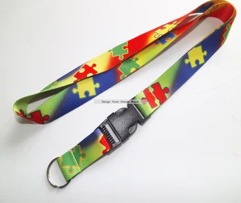 

Custom Design Jigsaw Colorful Polyester Detachable Promotion Neck Lanyard 20MM Width Gift Business Lanyards Fast Ship