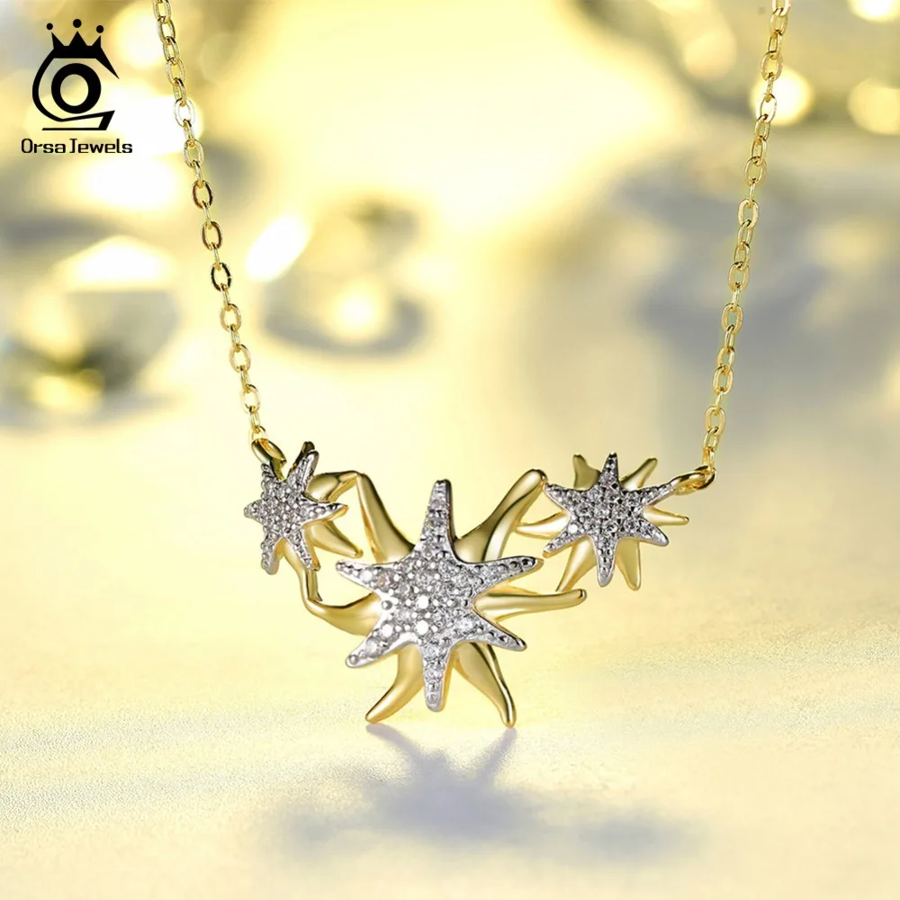 ORSA JEWELS 925 Стерлинговое серебро женские ожерелья и кулоны золотистого цвета