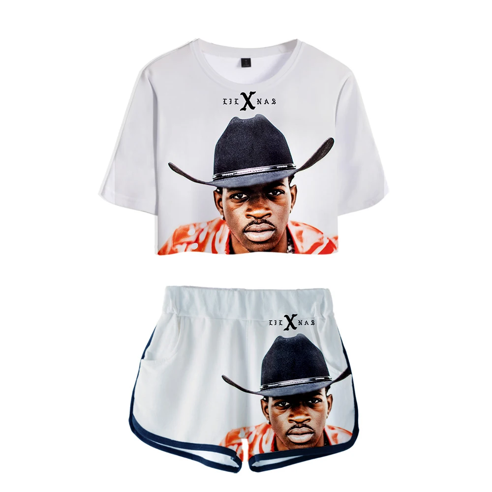 2019 3D напечатанный Lil Nas X Kpop модный сексуальный топ с пуговицами живота +