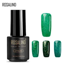 ROSALIND гель 1 S цветной яркий Алмазный Блеск зеленый цвет лак для ногтей Светодиодный УФ-лак для ногтей основа верхнее покрытие с красным желтым
