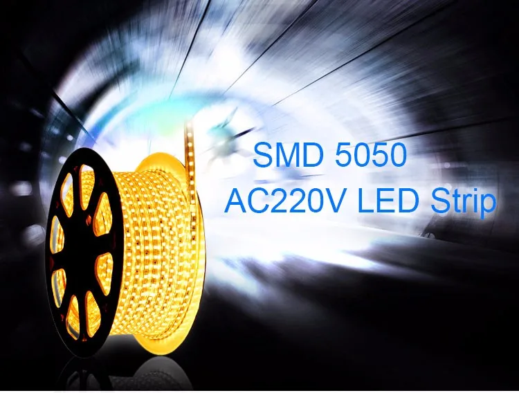 Водонепроницаемый SMD 5050 AC220V 1 м 2 м 3 м 5 м 6 м 8 м 9 м 10 м 15 м 25 м Светодиодные полосы 5050 220 В свет с ЕС Power Plug