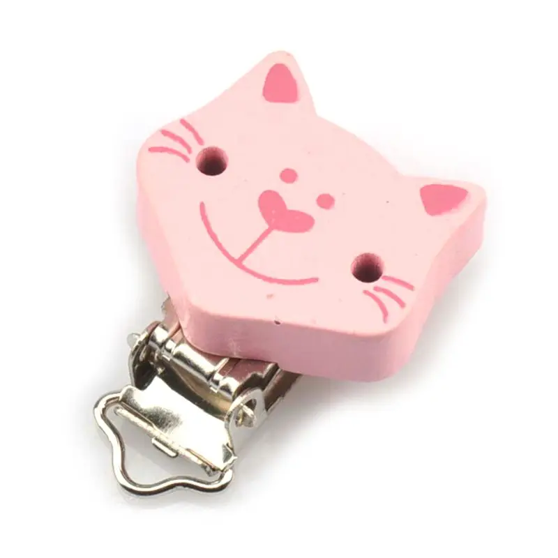 

Cartoon Wooden Baby Pacifier Clip Cat Owl Animal Shape Child Tooth Massage Supplies Anti-lost Clips baby accessories