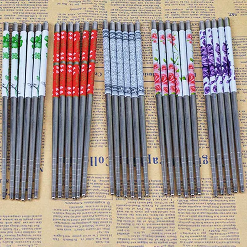 

1 Pairs 23cm Stainless Steel Sliver Chopsticks Chinese Reusable Non-Slip Hashi Sushi Sticks Kitchen Accessories