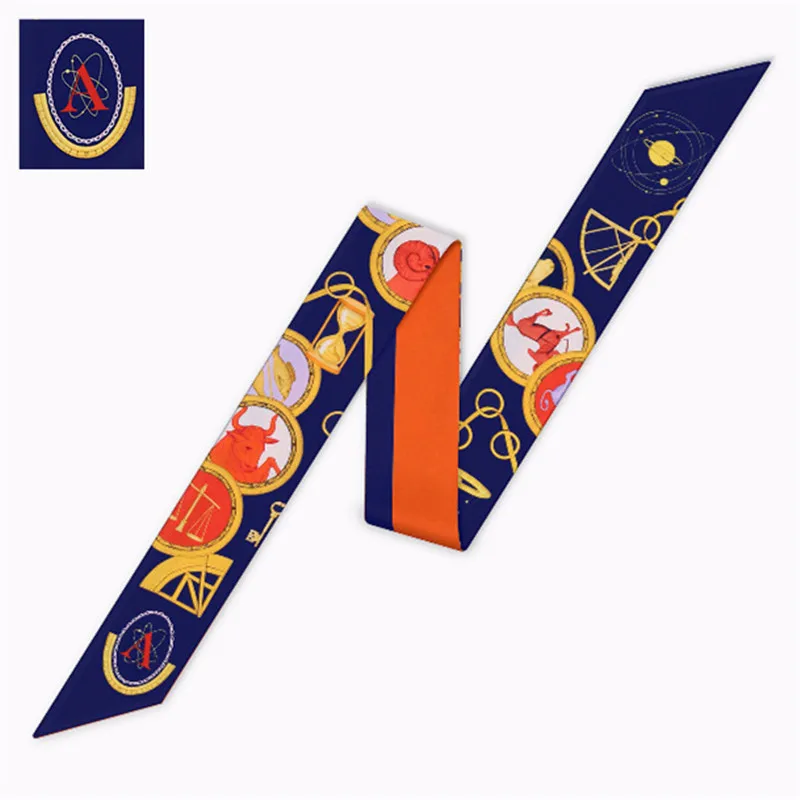 

A Letter 2018 New Design Women Silk Scarf Fashin Head Scarfs For Ladies Luxury Brand Scarf Small Tie Bag Ribbons Scarves Women