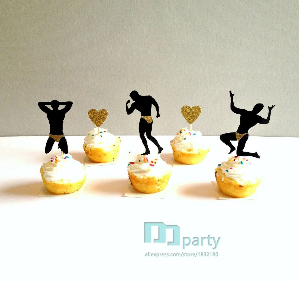 

24pcs Bachelorette Party Decor Bachelorette Party Cupcake Toppers, Male Stripper Cupcake Toppers, Bachelorette Cupcake Picks,