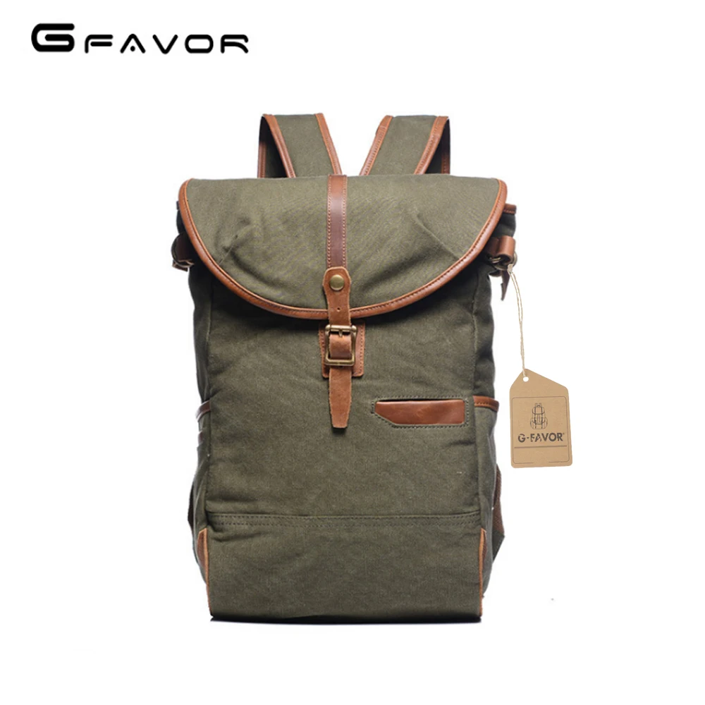 

Men Canvas Bag Multi-function Backpack Green/Brown/Blue/Dark Gray Big Capacity Knapsack Student Schoolbag Retro Computer Package