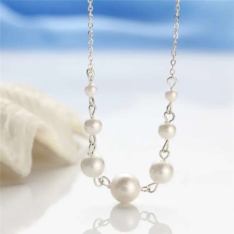 IF ME очаровательные длинные бусы имитация цепочка с жемчужным кулоном Ожерелье для женщин богемное элегантное серебряное ожерелье Свадебные украшения