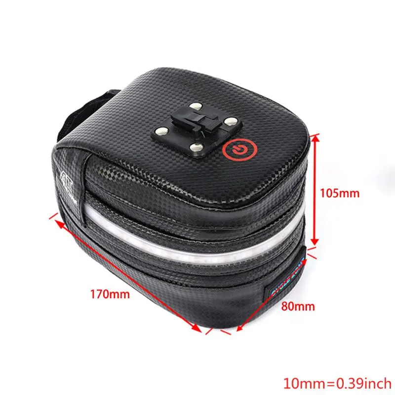 

1 Pc Waterproof Bicycle Saddle Rear Tail Bag With Light USB Charging Light