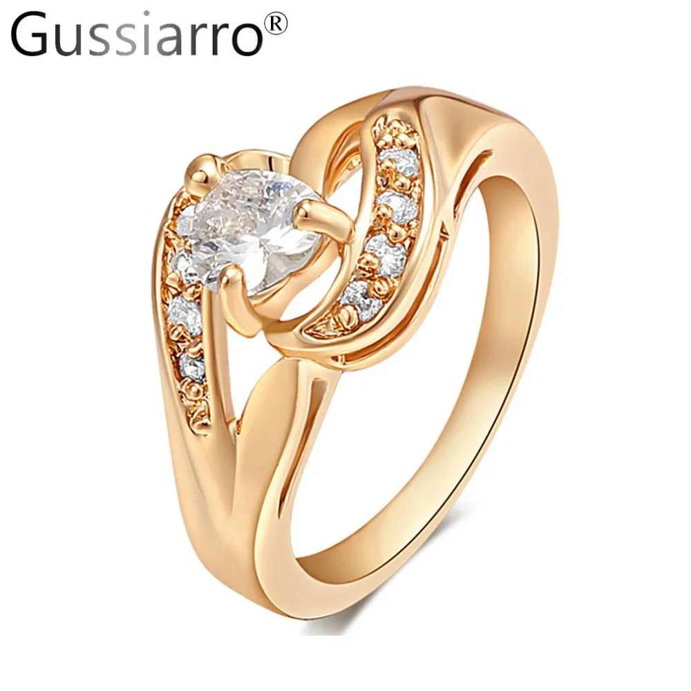 

Gussiarro Video show / Top Quality Rings For Women Crystal Oval Female Jewelry Ring Gold Color Copper Classic Brand Ring Party