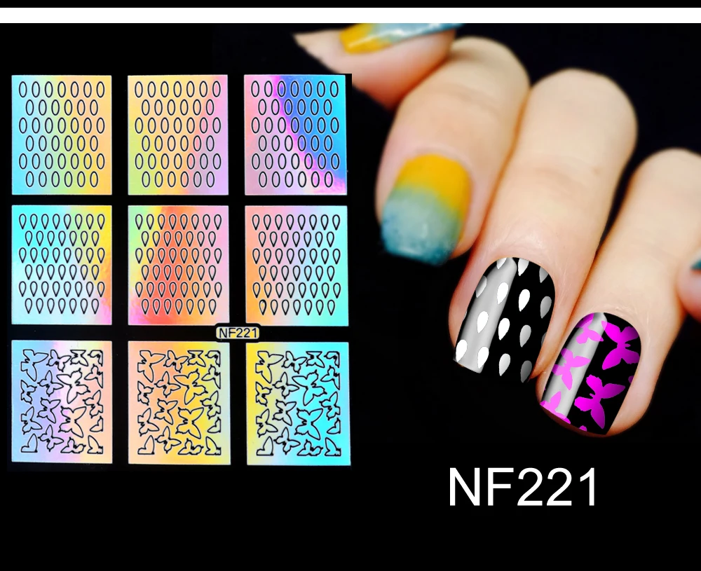 WUF 1 шт. полые наклейки для дизайна ногтей трафарет советы направляющие переводные наклейки s Аксессуары французские советы ногти наклейка украшение