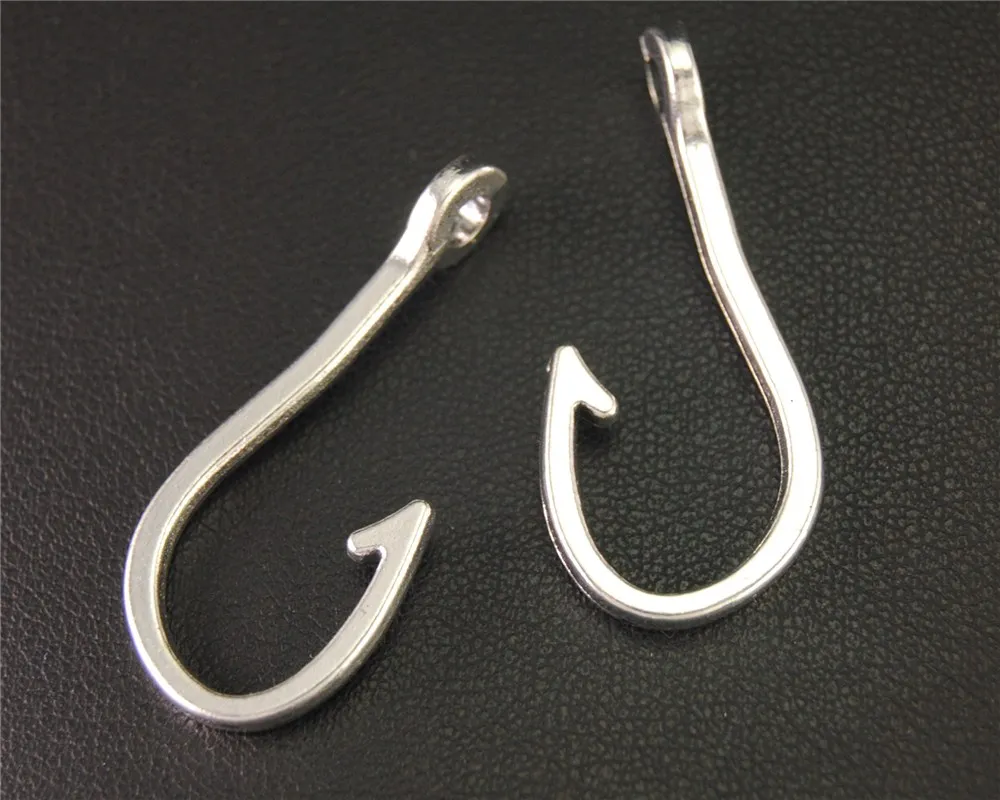 Buy 10pcs Antique Sliver Large Fish Hook Charm Metal