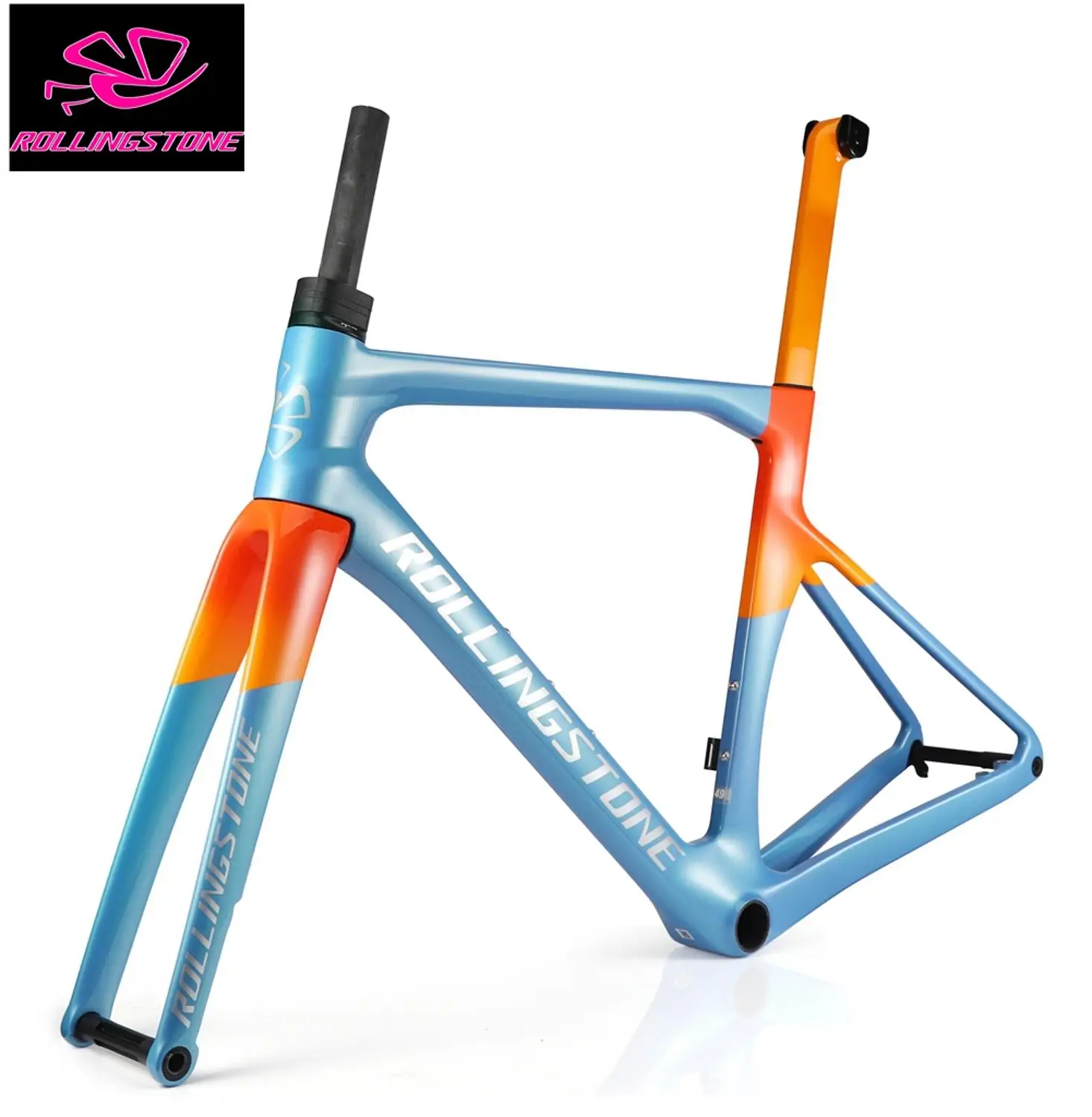 Top Rolling Stone Hider Carbon Disc Brake Road Frame set full internal routing with aero integrated bar 46 49 52 55cm 2 Top Rolling Stone Hider Carbon Disc Brake Road Frame set full internal routing with aero integrated bar 46 49 52 55cm 2
