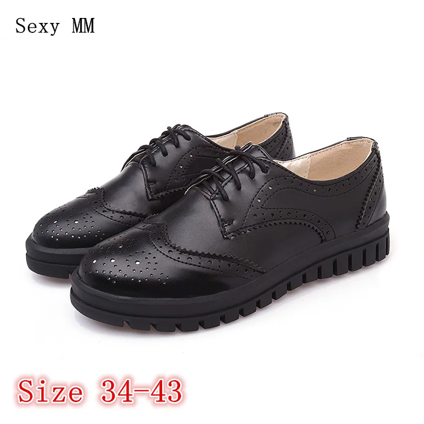 

Lace Up Women Oxfords Shoes Platform Loafers Flats Woman Casual Flat Platform Shoes High Quality Plus Size 34-40 41 42 43