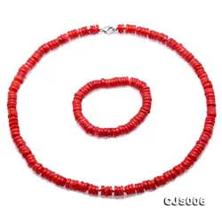 JYX элегантный 8-9 мм красный вытянутый коралл ожерелье браслет ювелирные изделия 21 "8" Омар застежка Женская Девушка подарок летние