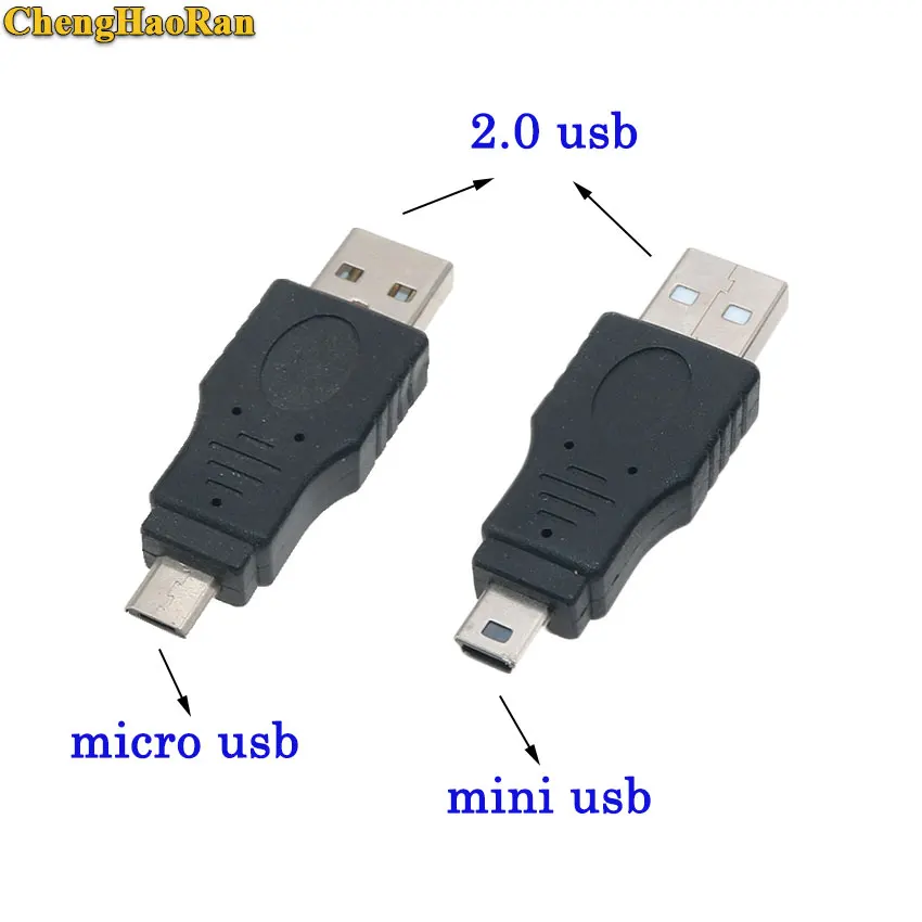 

ChengHaoRan 2pcs 2.0 usb jack male To Micro/Mini USB 5 Pin Male Plug OTG Host Adapter Converter Connector