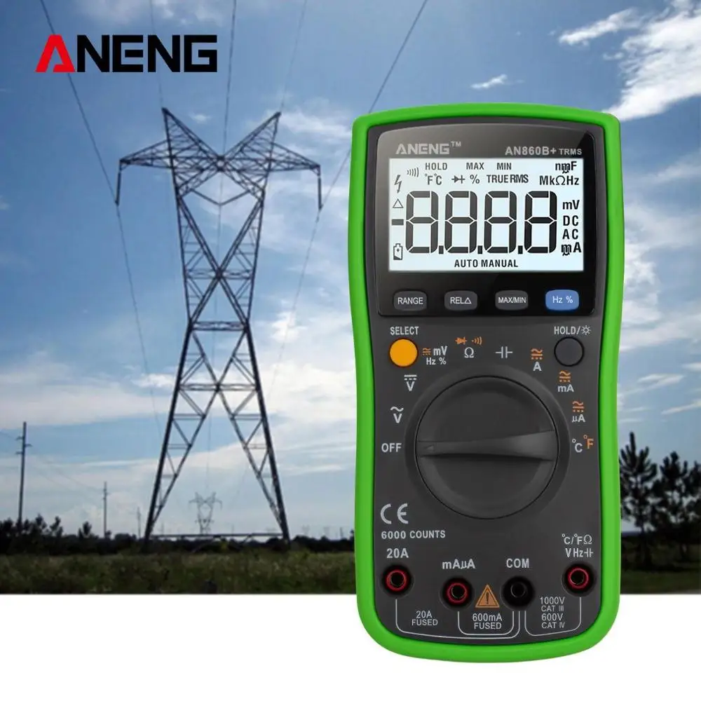 ANENG AN860B + 6000 отсчетов ЖК Аналоговый Цифровой мультиметр DMM детектор тестер пиковый
