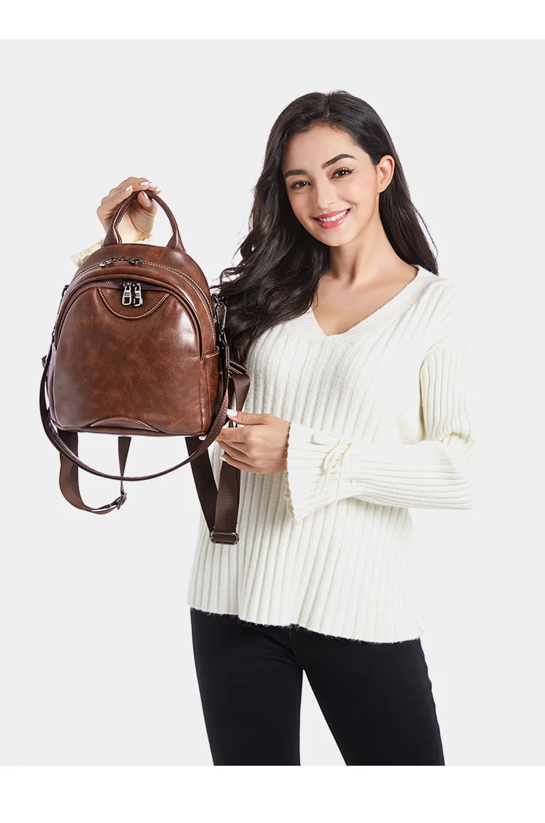 Женский маленький винтажный мягкий рюкзак из натуральной кожи, женский многофункциональный рюкзак из натуральной кожи для путешествий, школьный рюкзак для девочек