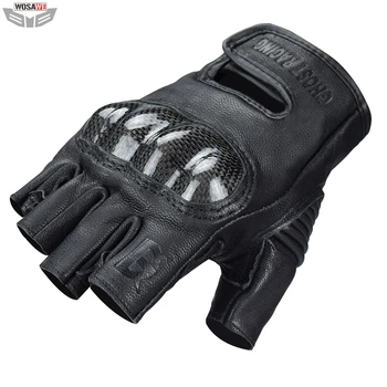 

GHOST RACING Motorcycle Genuine Leather Gloves Men's Summer Breathable Gloves Carbon fiber Motocross ATV Downhill Protect Gloves