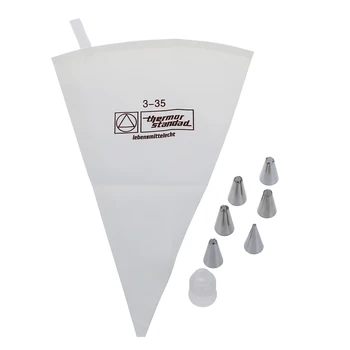 

Cake Decoration Cotton Icing Cream Piping Bag Set 6 Steel Nozzles