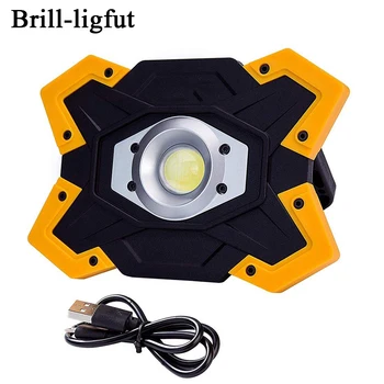 

COB Rechargeable LED Work Light 15W 1200 Lumens FloodLight Outdoor Camping Fishing Lantern Spotlights Searchlight With USB Ports