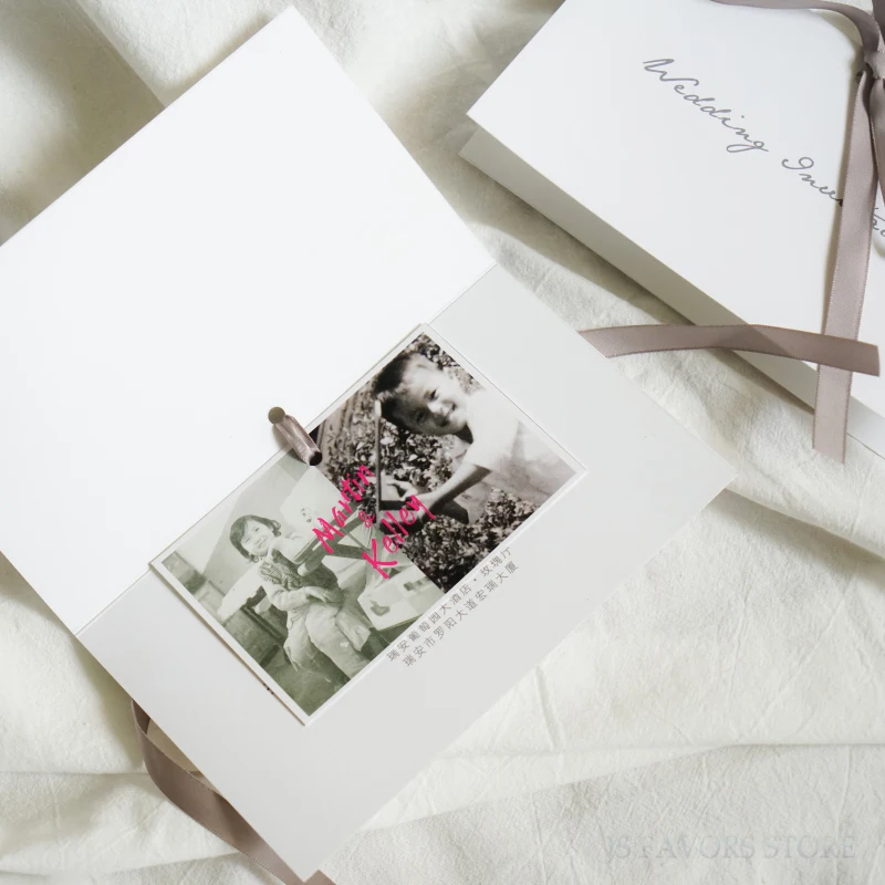  Free shipping 30pcs Elegant white custom photo name letter Valentine's Day Postcard Greeting Gift W - 33019662010
