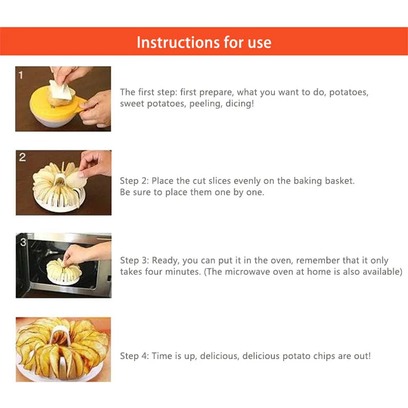 3pcs Low Calories Potato Chip Slicer Tools Homemade Microwave Potato Chips Maker Healthy Fresh Chip Making Machine Plastic