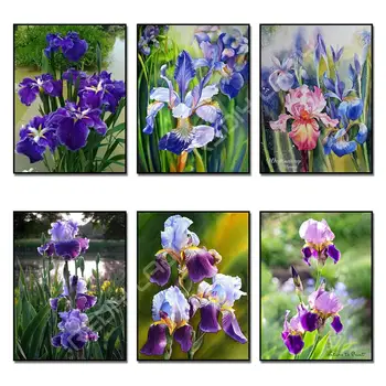 

DIY Diamond Painting Cross Stitch Flowers Full Square/Round Drill Rhinestones Art Diamond Mosaic Crafts Diamond Embroidery Iris