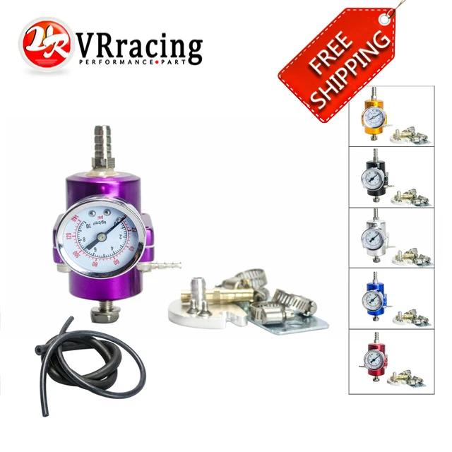 

FREE SHIPPING Adjustable Universal Fuel Pressure Regulator Gauge JDM FPR 1:1 0-140 PSI VR7451