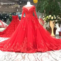 LSS027 роскошный кружевной бальное платье вечернее платье длинный тюль рукав O-образный вырез кружева назад 3D цветы вечернее платье 2018 для