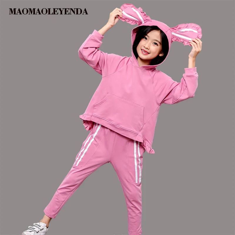 

Girls Sports Clothes Set Hooded Shirt+Pants 2 Pcs Autumn Suit For Girls Winter Kids Clothes Teen Girls Clothing For 3-12 Years