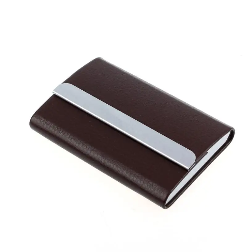Ausuky цвет кожаный Бизнес Кредитная карта Имя ID держатель для карт Чехол кошелек коробка porte carte-15 - Цвет: brown