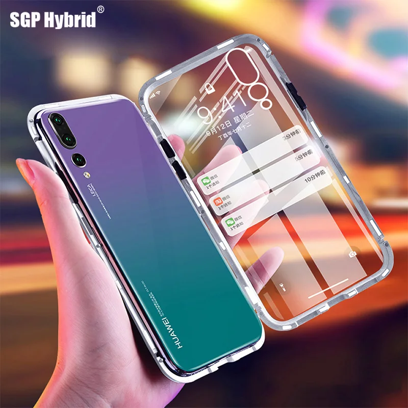 Магнитный адсорбционный чехол для Huawey P20 lite pro Nova 3 металлический корпус задняя