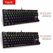 HAVIT Mechanical Keyboard Russian English 87 Keys Blue Switch Wired Gaming Keyboard RGB Light Anti-Ghosting Keyboard HV-KB435L