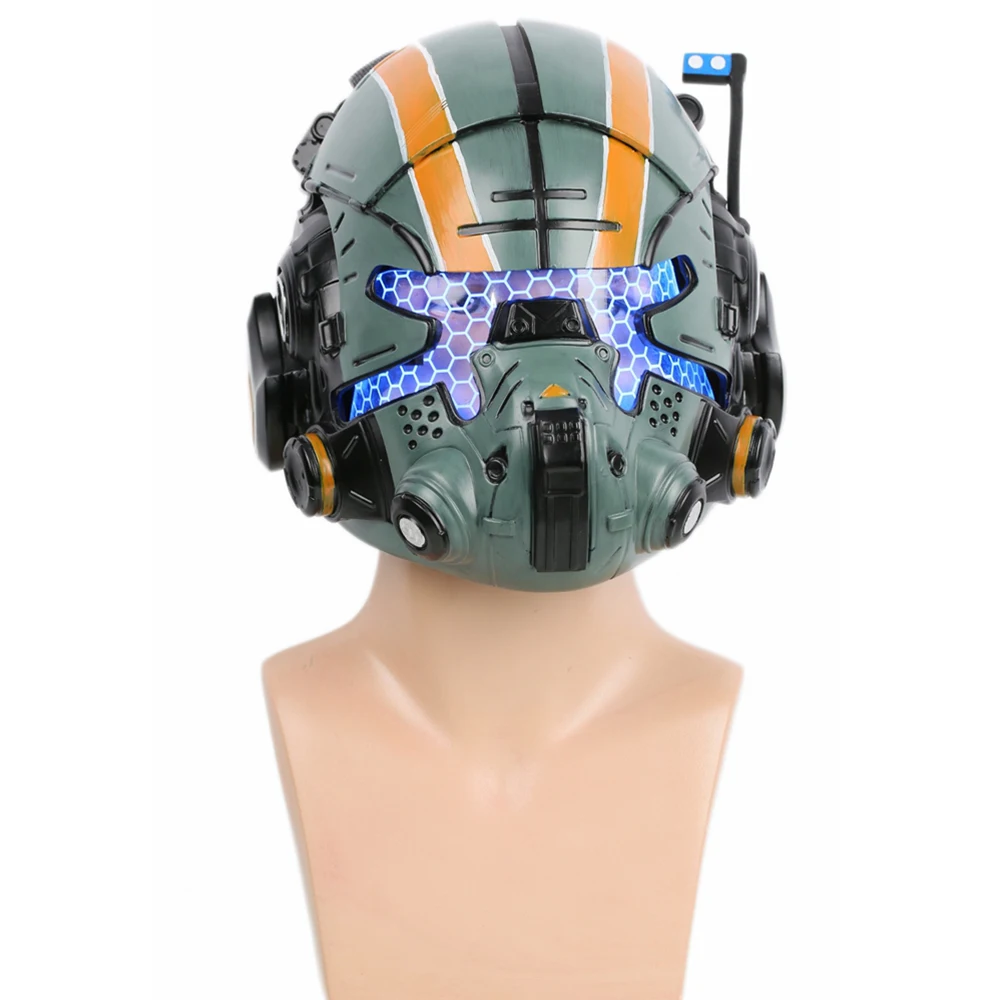 

Titanfall 2 Jack Cooper Helmet Game Cosplay Props Resin Full Head Mask Men Cool Halloween Party Cosplay Helmets With LED Light