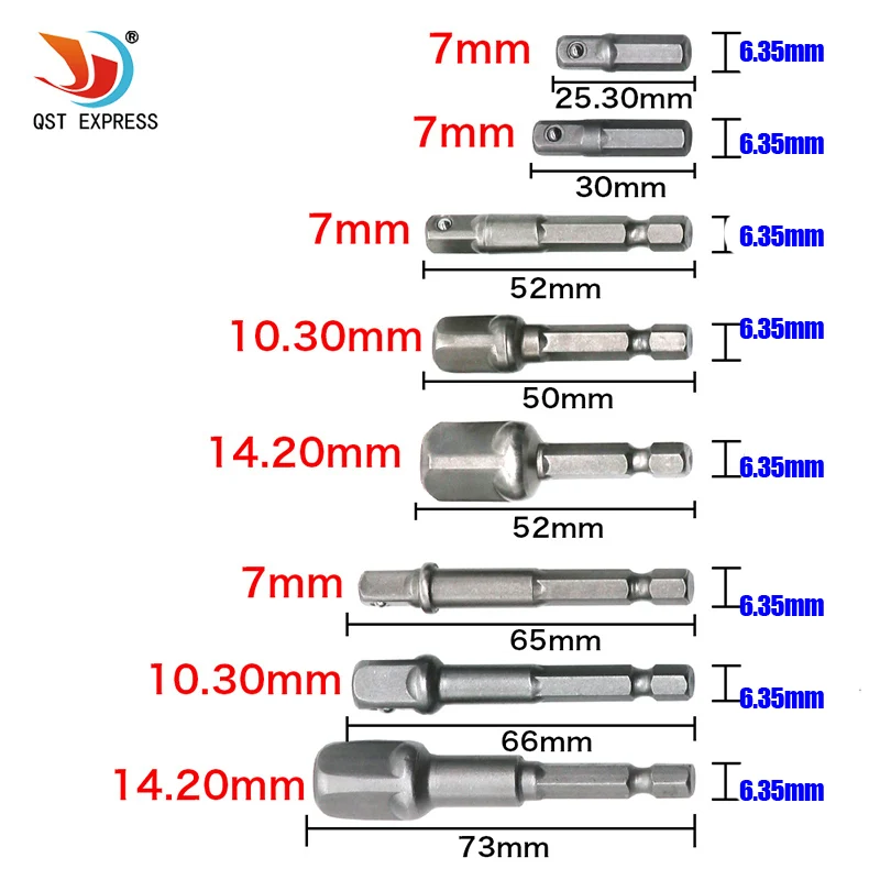 8 размеров хром-ванадиевая сталь гнездо адаптера Питание набор шестигранный хвостовик до 1/" 3/8" 1/" удлинитель сверла