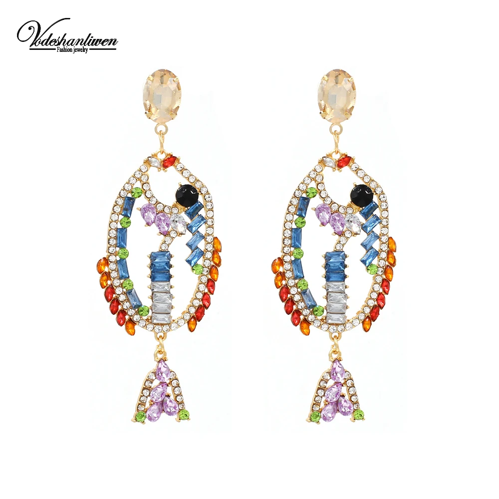 

Vodeshanli Bohemian Luxury Crystal Drop Earrings For Women New Brand Design Big Fish Earrings 2019 accessory