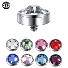 1pc g23 titânio micro dermal piercing gem micro dermal âncora cristal topo piercings cutâneos superfície piercing 14g parafuso prisioneiro piercing
