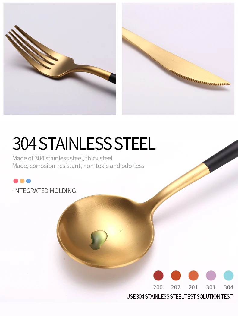 JueQi набор посуды из нержавеющей стали покрытие золотой синий черный нож вилка Посуда Столовые приборы Западная еда Кемпинг посуда сумка