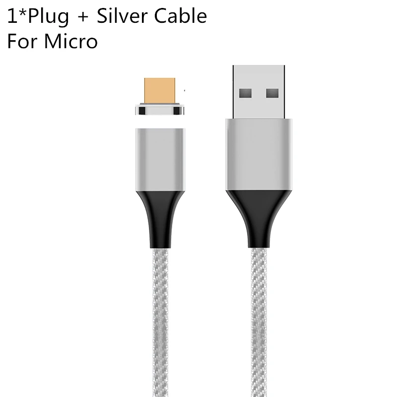 Магнитный кабель KingFriend Micro usb type C для iPhone Lighting Cable 1M 2M 3A провод для быстрого заряда Магнитный кабель type C для Xiaomi - Цвет: Silver USB for Micro