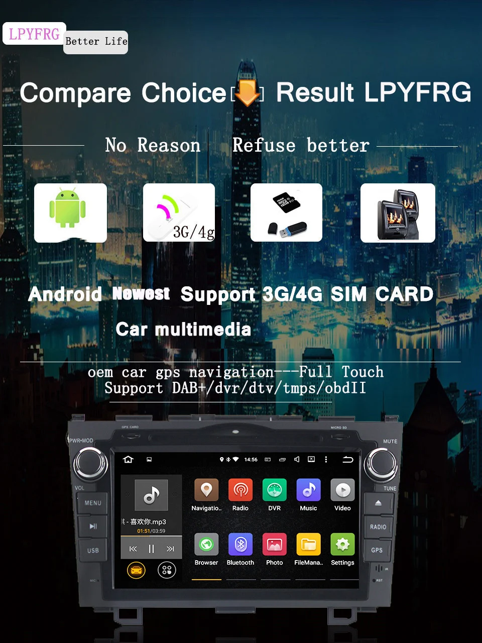 Cheap HD Octa Core A9 1.6GHz 1024X600 Android 9.0 Car DVD Player For Honda CRV CR-V 2006-11 4G WiFi GPS Navigation Stereo Video SD dvd 2