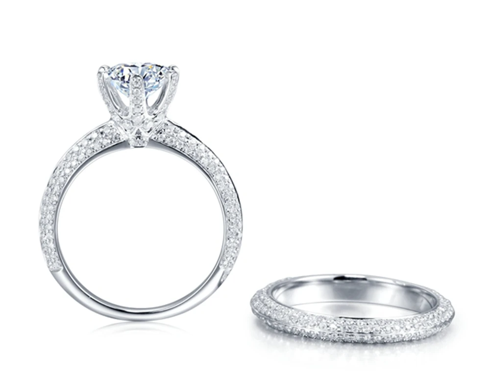 Заказ для 2ct 8 мм moissanite кольцо набор в 14 K белое золото|Кольца| |