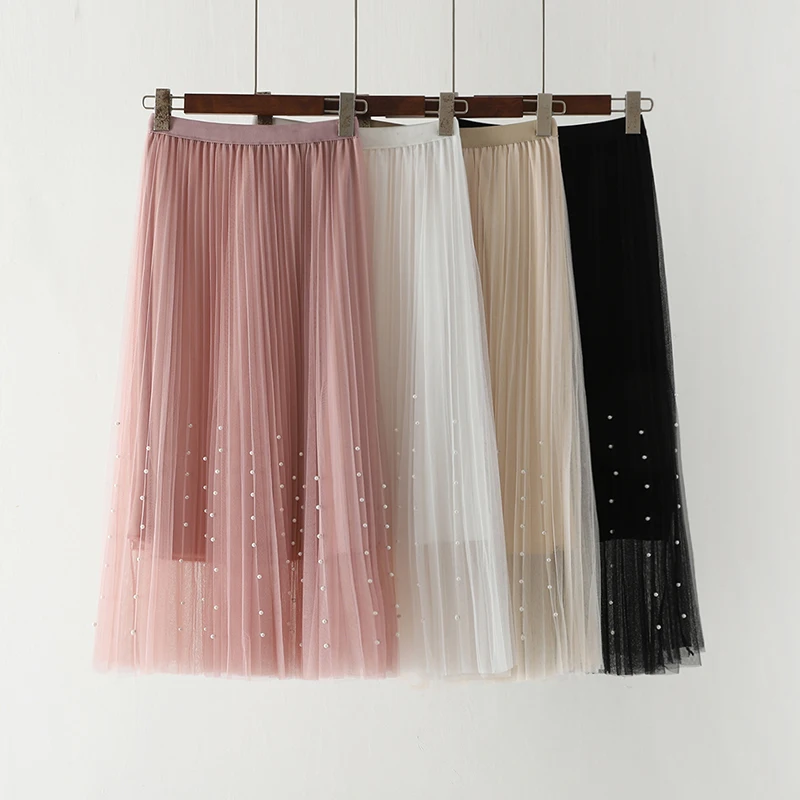 Бисером-line женские юбки Твердые свободные пикантные Дамские элегантные юбка в сеточку наивысшего качества