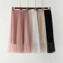 Бисером-line женские юбки Твердые свободные пикантные Дамские элегантные юбка в сеточку наивысшего качества